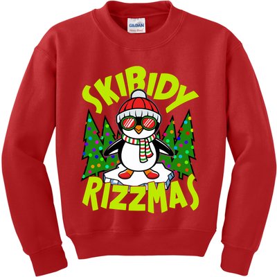 Skibidy Rizzmas Christmas Rizz Penguin Meme Kids Sweatshirt