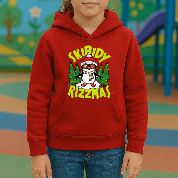 Skibidy Rizzmas Christmas Rizz Penguin Meme Kids Hoodie