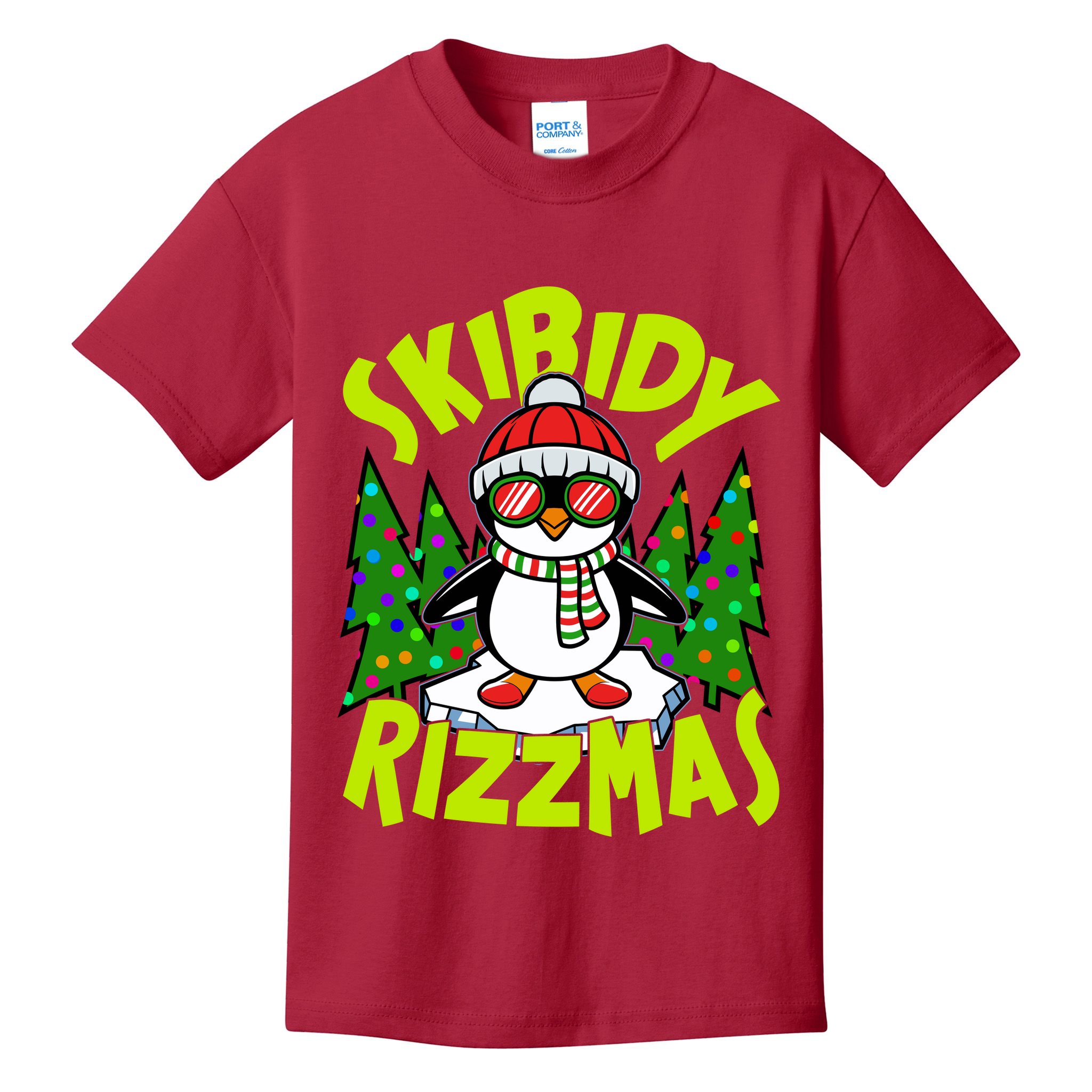 Skibidy Rizzmas Christmas Rizz Penguin Meme Kids T-Shirt