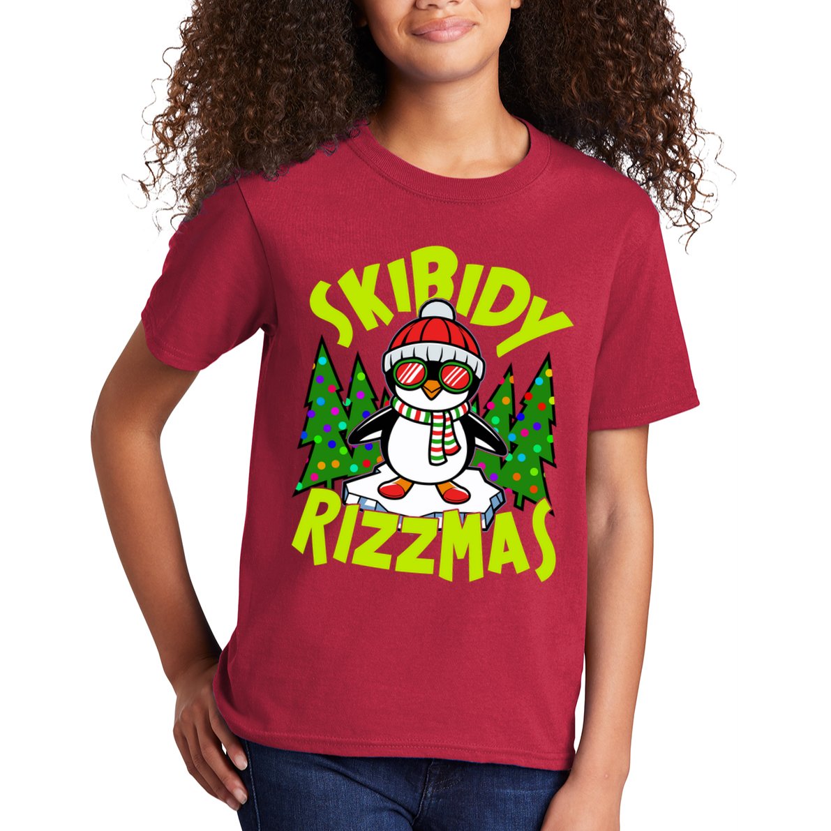 Skibidy Rizzmas Christmas Rizz Penguin Meme Kids T-Shirt