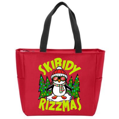 Skibidy Rizzmas Christmas Rizz Penguin Meme Zip Tote Bag