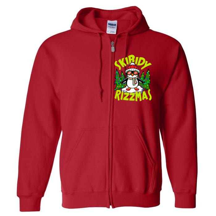 Skibidy Rizzmas Christmas Rizz Penguin Meme Full Zip Hoodie