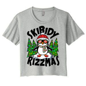 Skibidy Rizzmas Christmas Rizz Penguin Meme Women's Crop Top Tee