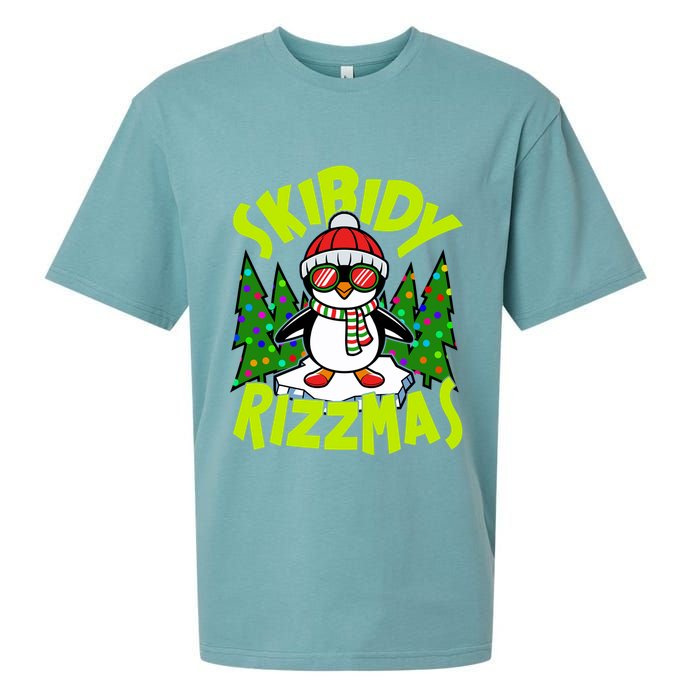 Skibidy Rizzmas Christmas Rizz Penguin Meme Sueded Cloud Jersey T-Shirt
