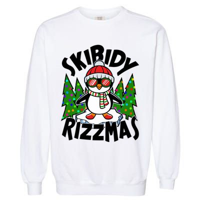 Skibidy Rizzmas Christmas Rizz Penguin Meme Garment-Dyed Sweatshirt