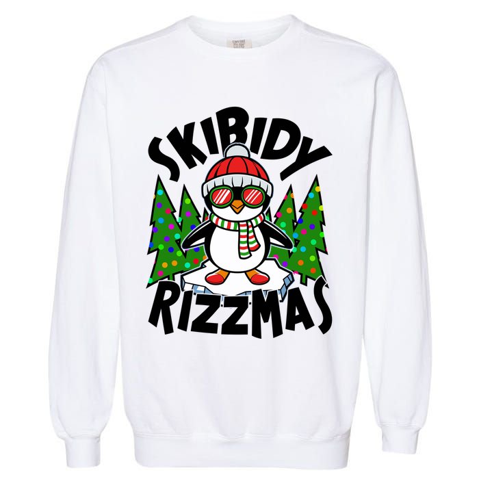 Skibidy Rizzmas Christmas Rizz Penguin Meme Garment-Dyed Sweatshirt