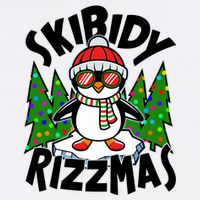 Skibidy Rizzmas Christmas Rizz Penguin Meme Garment-Dyed Sweatshirt