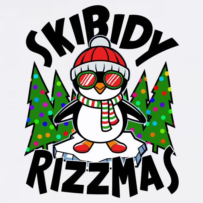 Skibidy Rizzmas Christmas Rizz Penguin Meme Garment-Dyed Sweatshirt