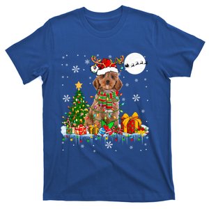 Santa Reindeer Cockapoo Christmas Tree Lights Dog Owner Cool Gift T-Shirt