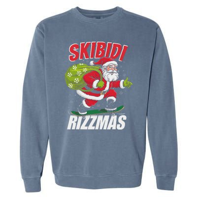 Skibid.I Rizzmas Christmas Rizz Santa Claus Charisma Cool Garment-Dyed Sweatshirt