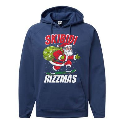 Skibid.I Rizzmas Christmas Rizz Santa Claus Charisma Cool Performance Fleece Hoodie