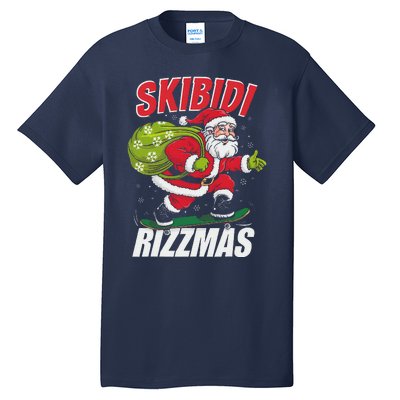 Skibid.I Rizzmas Christmas Rizz Santa Claus Charisma Cool Tall T-Shirt