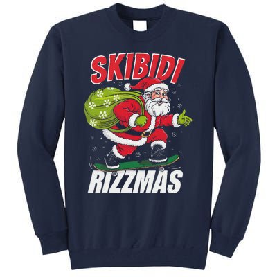 Skibid.I Rizzmas Christmas Rizz Santa Claus Charisma Cool Tall Sweatshirt