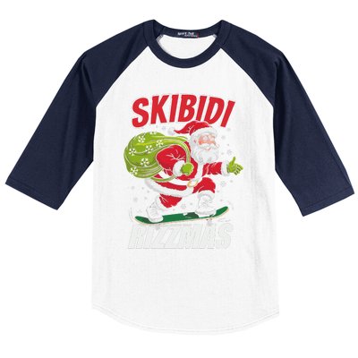 Skibid.I Rizzmas Christmas Rizz Santa Claus Charisma Cool Baseball Sleeve Shirt