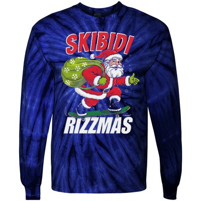 Skibid.I Rizzmas Christmas Rizz Santa Claus Charisma Cool Tie-Dye Long Sleeve Shirt