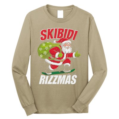 Skibid.I Rizzmas Christmas Rizz Santa Claus Charisma Cool Long Sleeve Shirt