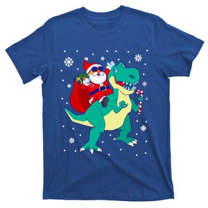 Santa Riding Dinosaur Christmas T Rex Rawr Boys Gift T-Shirt