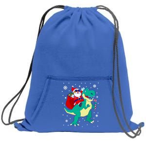 Santa Riding Dinosaur Christmas T Rex Rawr Boys Gift Sweatshirt Cinch Pack Bag