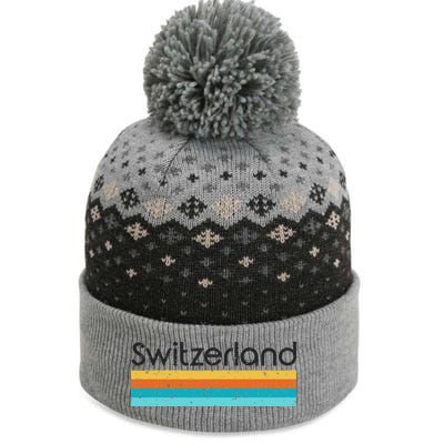 Switzerland Retro Design The Baniff Cuffed Pom Beanie