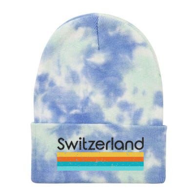 Switzerland Retro Design Tie Dye 12in Knit Beanie