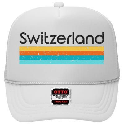 Switzerland Retro Design High Crown Mesh Back Trucker Hat