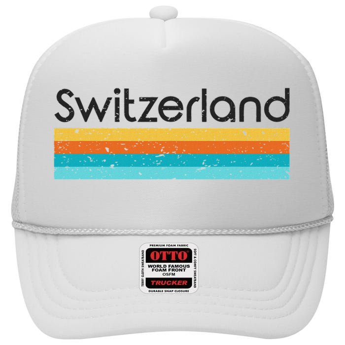 Switzerland Retro Design High Crown Mesh Back Trucker Hat