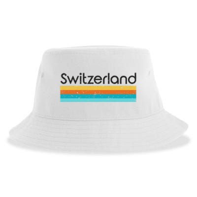 Switzerland Retro Design Sustainable Bucket Hat