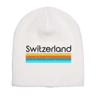 Switzerland Retro Design Short Acrylic Beanie