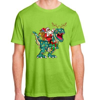 Santa Riding Dinosaur T rex Deer  Christmas Adult ChromaSoft Performance T-Shirt