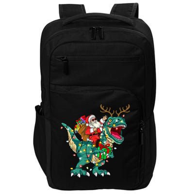 Santa Riding Dinosaur T rex Deer  Christmas Impact Tech Backpack