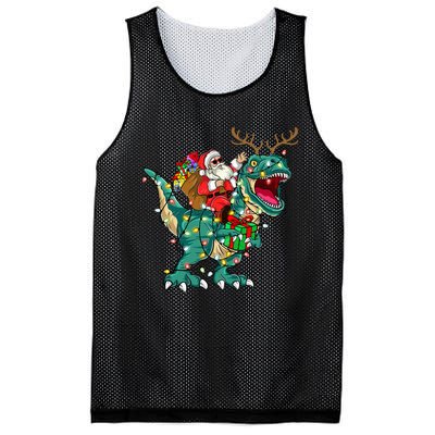 Santa Riding Dinosaur T rex Deer  Christmas Mesh Reversible Basketball Jersey Tank