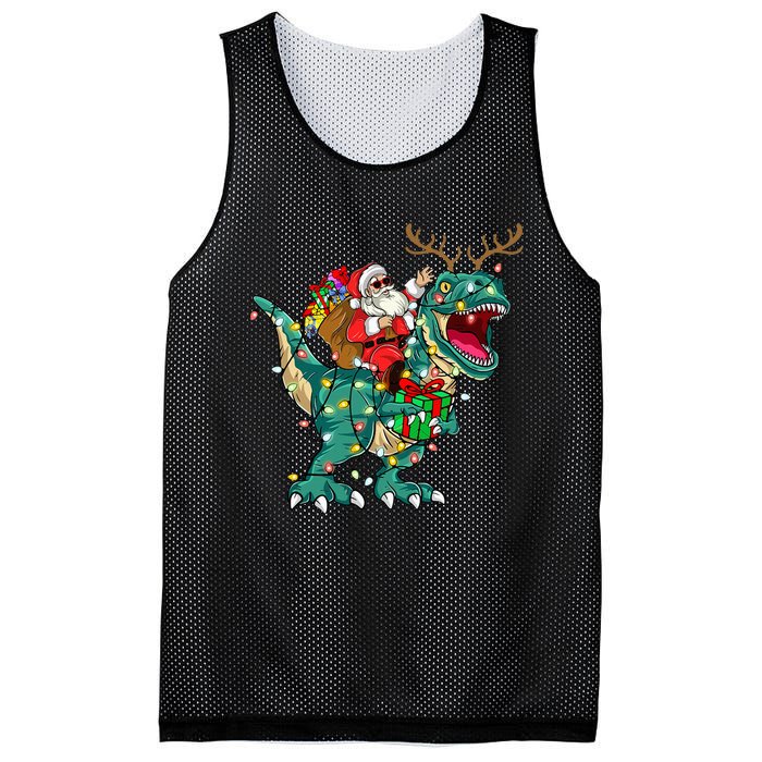 Santa Riding Dinosaur T rex Deer  Christmas Mesh Reversible Basketball Jersey Tank