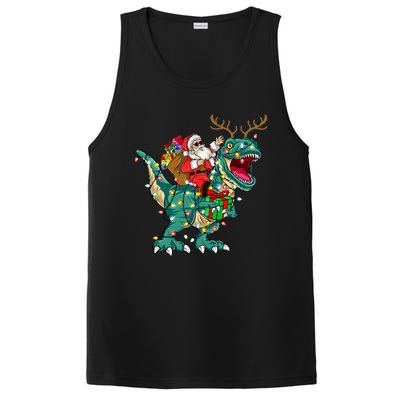 Santa Riding Dinosaur T rex Deer  Christmas PosiCharge Competitor Tank