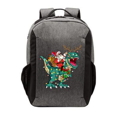 Santa Riding Dinosaur T rex Deer  Christmas Vector Backpack