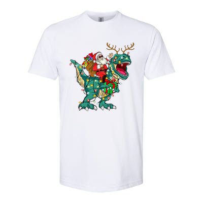 Santa Riding Dinosaur T rex Deer  Christmas Softstyle® CVC T-Shirt