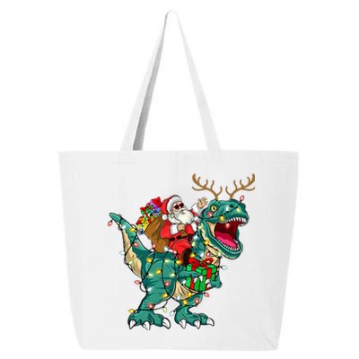 Santa Riding Dinosaur T rex Deer  Christmas 25L Jumbo Tote