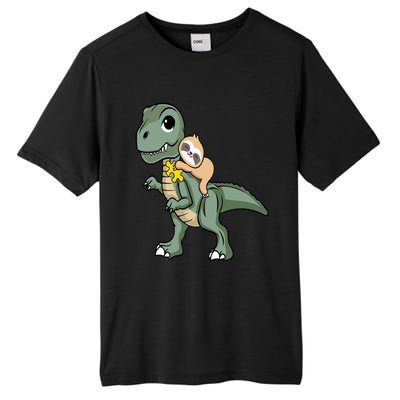 Sloth Riding Dinosaur Autism Awareness Cute Trex Puzzle Great Gift Tall Fusion ChromaSoft Performance T-Shirt