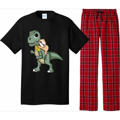 Sloth Riding Dinosaur Autism Awareness Cute Trex Puzzle Great Gift Pajama Set