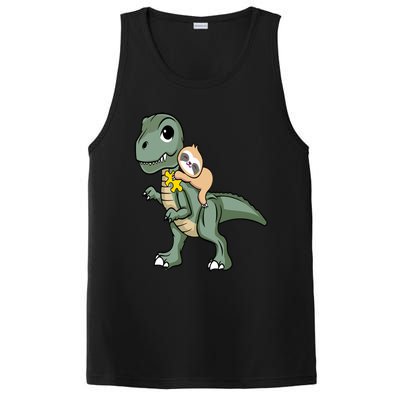 Sloth Riding Dinosaur Autism Awareness Cute Trex Puzzle Great Gift PosiCharge Competitor Tank