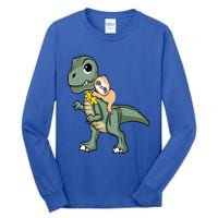 Sloth Riding Dinosaur Autism Awareness Cute Trex Puzzle Great Gift Tall Long Sleeve T-Shirt