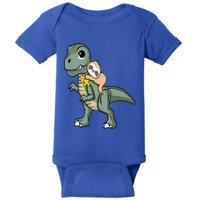 Sloth Riding Dinosaur Autism Awareness Cute Trex Puzzle Great Gift Baby Bodysuit