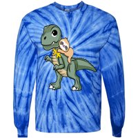 Sloth Riding Dinosaur Autism Awareness Cute Trex Puzzle Great Gift Tie-Dye Long Sleeve Shirt