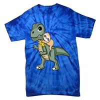 Sloth Riding Dinosaur Autism Awareness Cute Trex Puzzle Great Gift Tie-Dye T-Shirt