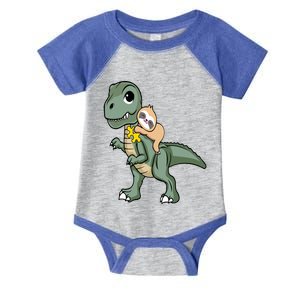 Sloth Riding Dinosaur Autism Awareness Cute Trex Puzzle Great Gift Infant Baby Jersey Bodysuit