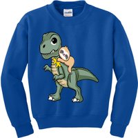 Sloth Riding Dinosaur Autism Awareness Cute Trex Puzzle Great Gift Kids Sweatshirt