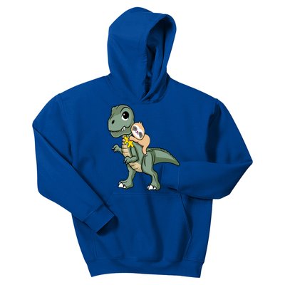 Sloth Riding Dinosaur Autism Awareness Cute Trex Puzzle Great Gift Kids Hoodie