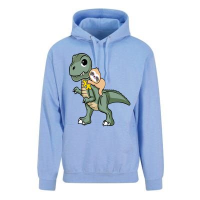 Sloth Riding Dinosaur Autism Awareness Cute Trex Puzzle Great Gift Unisex Surf Hoodie