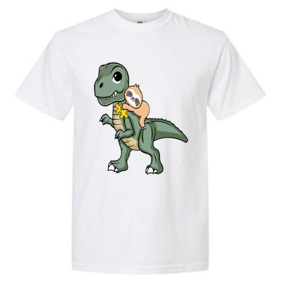 Sloth Riding Dinosaur Autism Awareness Cute Trex Puzzle Great Gift Garment-Dyed Heavyweight T-Shirt