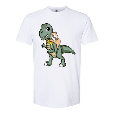 Sloth Riding Dinosaur Autism Awareness Cute Trex Puzzle Great Gift Softstyle CVC T-Shirt