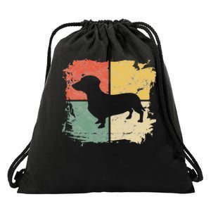 Square Retro Dachshund Owner Gift Dog Parent Dad Doxie Mom Drawstring Bag